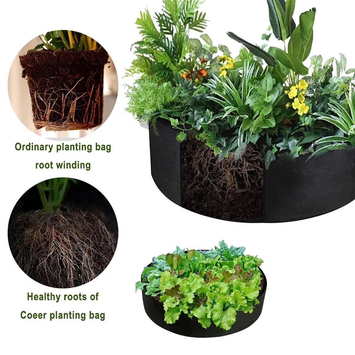 Felt Planting Bags - Round Vegetable Garden Grow Bags - Black - 50*20cm - Durable & Eco-Friendly - SuperSaverAU - view 5