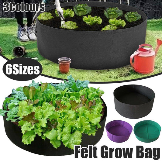 Felt Planting Bags 5x Round Grow Bags for Vegetables Flowers Seedlings - Black 90*30cm