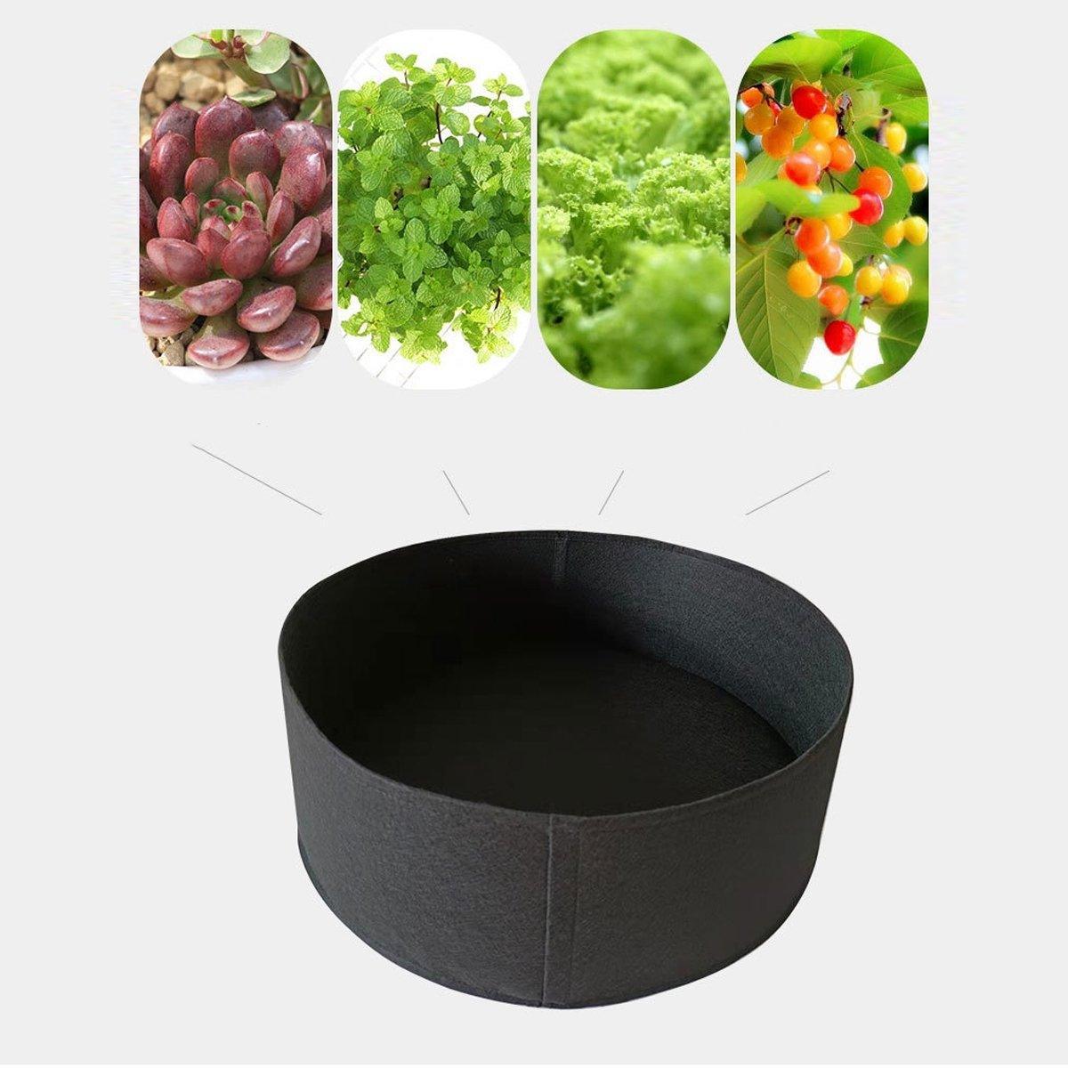 Felt Planting Bags 5x Round Grow Bags for Vegetables Flowers Seedlings - Black 90*30cm - SuperSaverAU - view 3