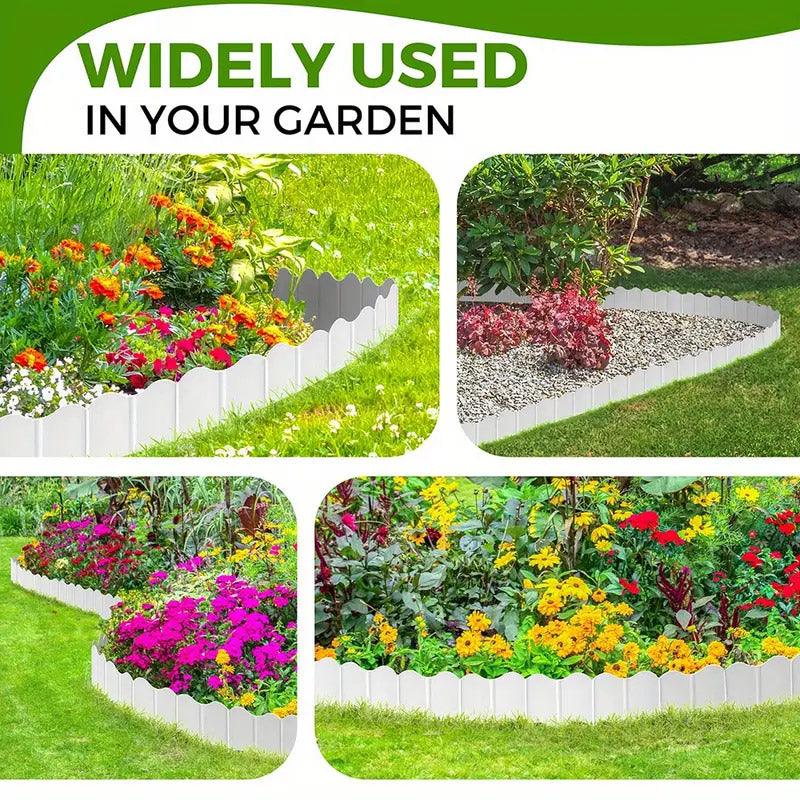 Premium Plastic Garden Edging Fence Panels – Green 20 Pack