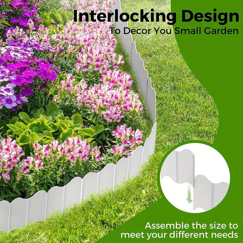 Premium Plastic Garden Edging Fence Panels – Green 20 Pack