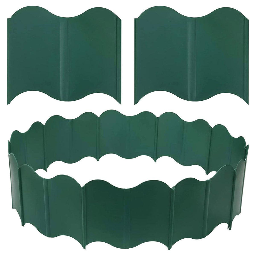 Premium Plastic Garden Edging Fence Panels – Green 20 Pack
