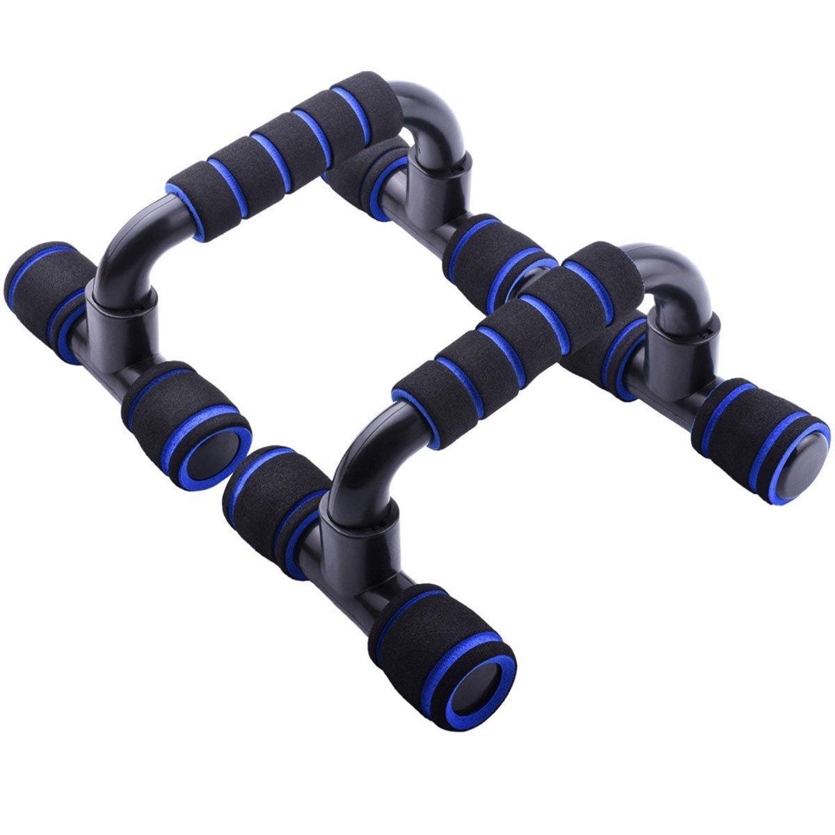 Premium Blue H-Shaped Push-Up Bars with Foam Grips