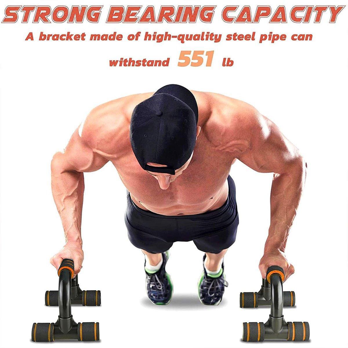 Premium Orange H-Shaped Push-Up Bars with Foam Grips
