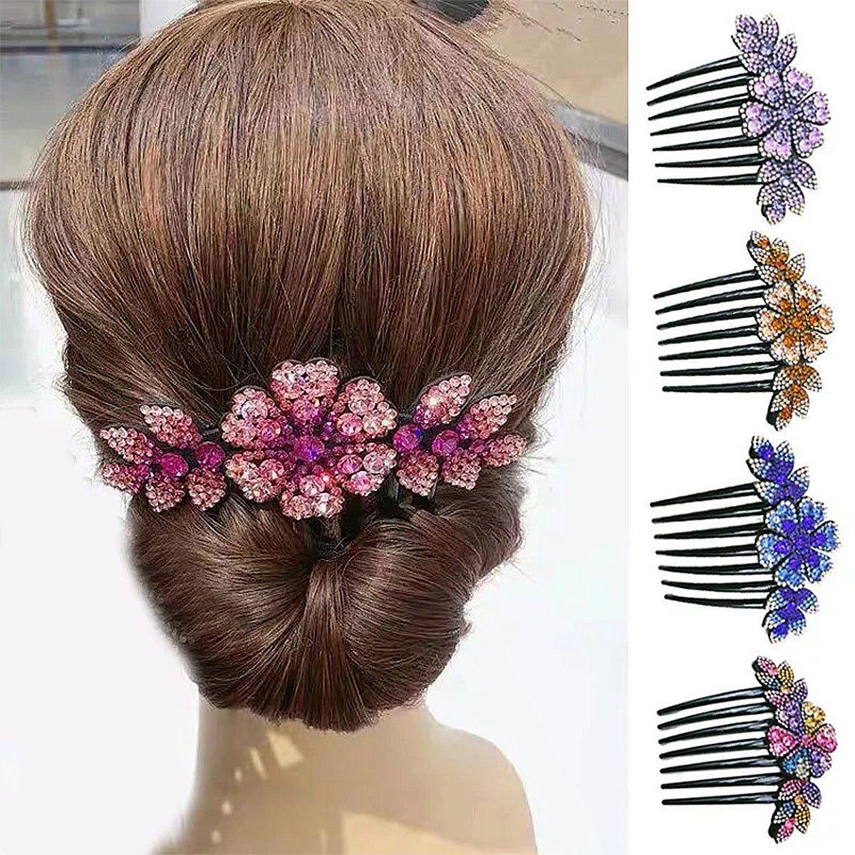 8-Pack Rhinestone Hair Combs - Non-Slip Hair Accessories