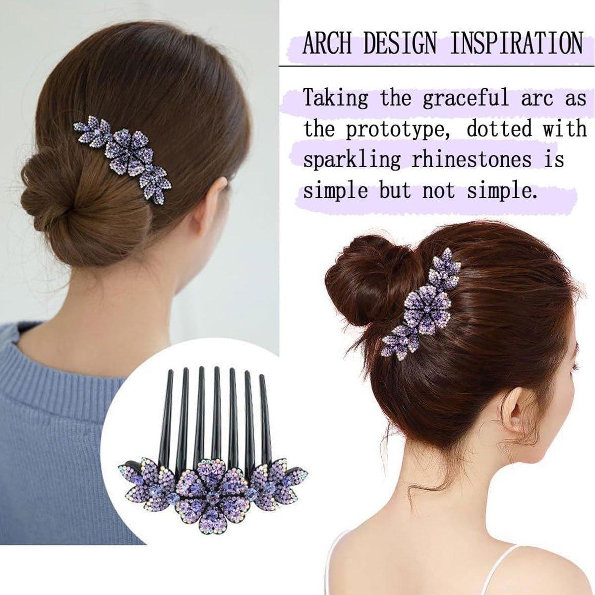 8-Pack Rhinestone Hair Combs - Non-Slip Hair Accessories