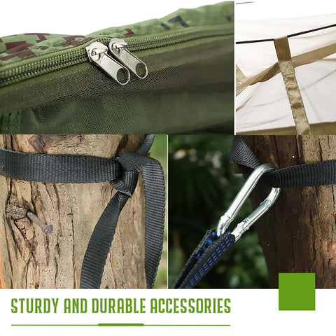 Camping Hammock Tent Set Double Outdoor Hanging Bed With Mosquito Net For Travel - Green - SuperSaverAU - view 2