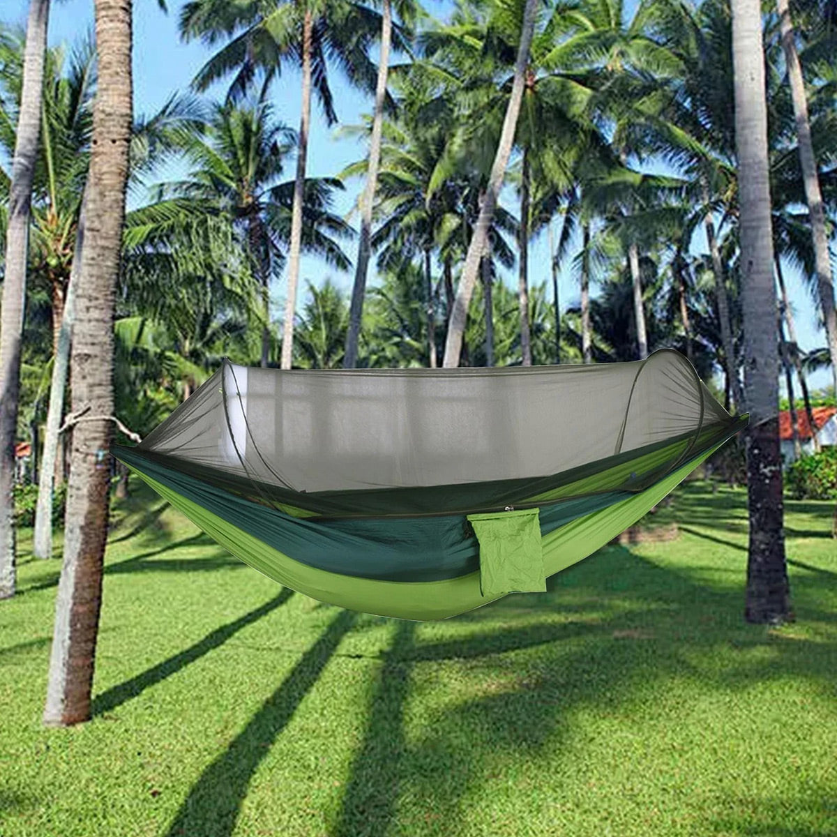 Camping Hammock Tent Set Double Outdoor Hanging Bed With Mosquito Net For Travel - Green - SuperSaverAU - view 3