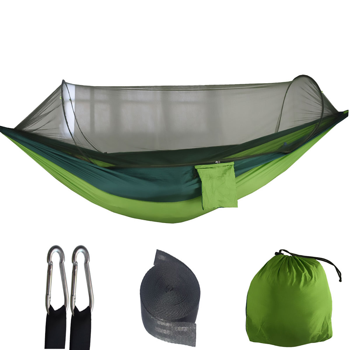 Camping Hammock Tent Set Double Outdoor Hanging Bed With Mosquito Net For Travel - Green - SuperSaverAU - view 5