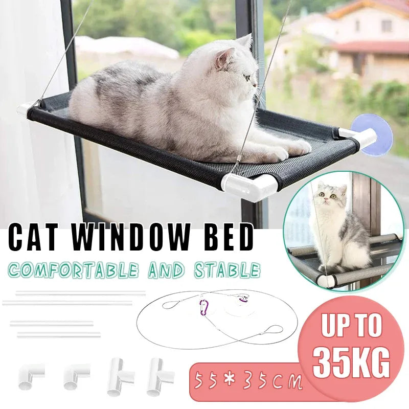 Premium Black Cat Window Hammock with Suction Cups - 55 x 35cm