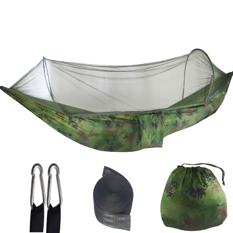 Premium Double Camping Hammock Tent – Army Green with Mosquito Net