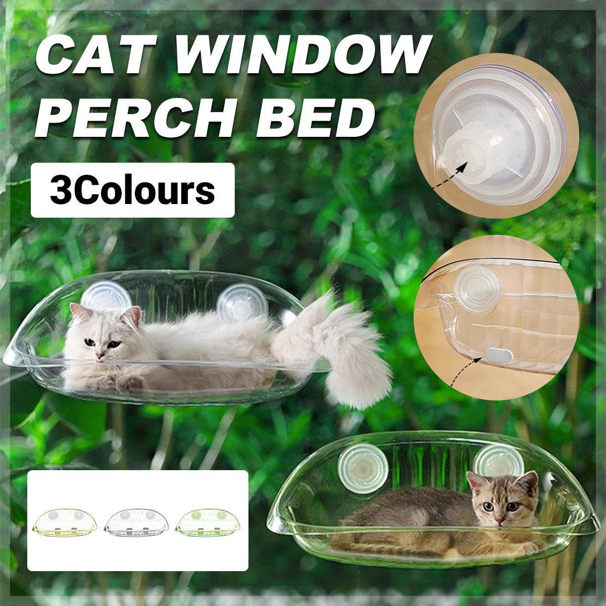 Transparent Cat Window Perch Bed - 50cm x 30.5cm - Durable AS Material, Suction Cups