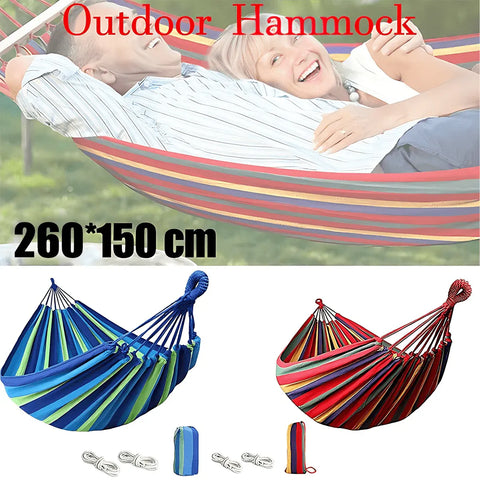 Premium Double Outdoor Cotton Hammock – Red 260 x 150cm