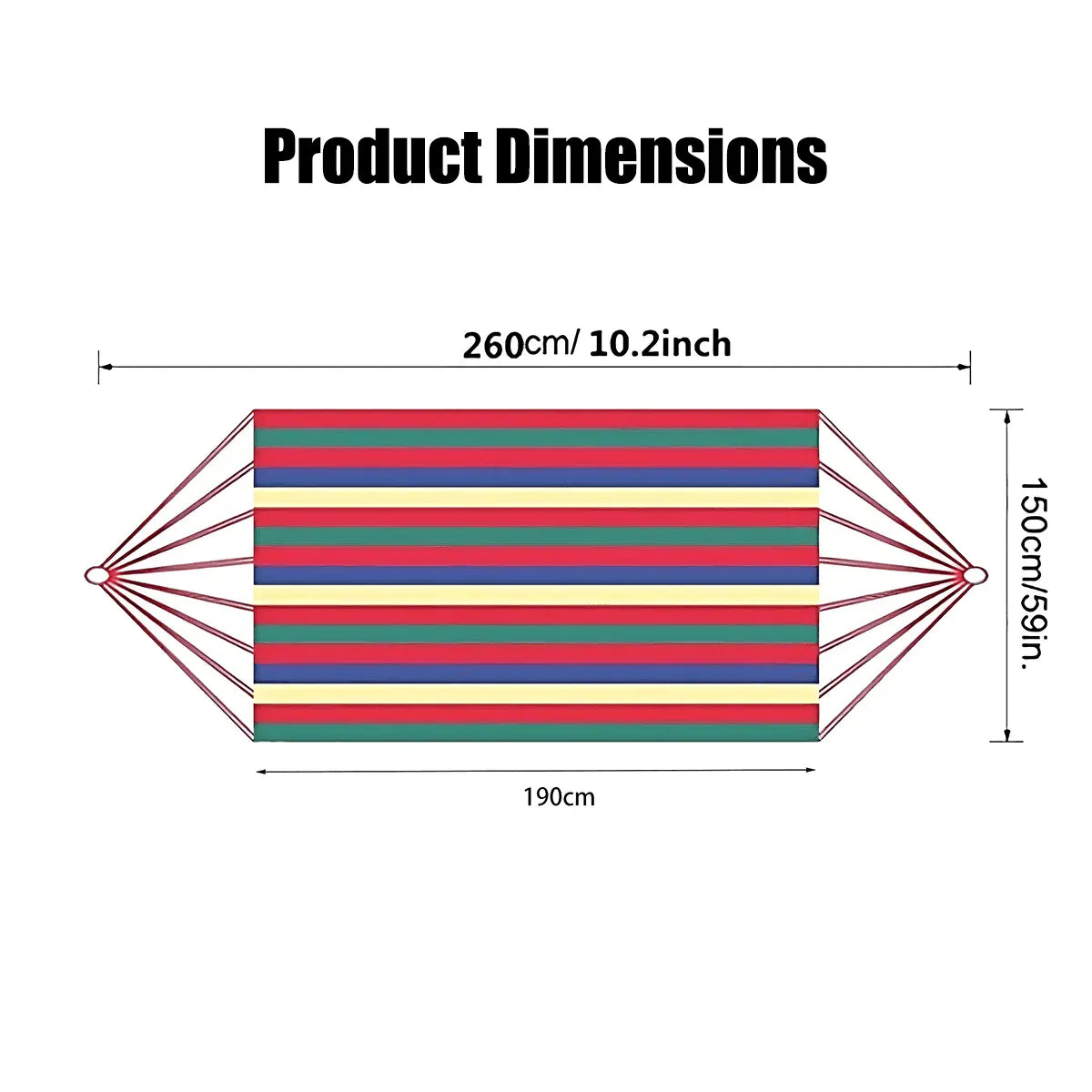 Premium Double Outdoor Cotton Hammock – Red 260 x 150cm