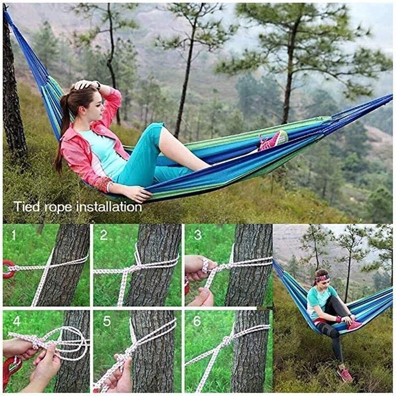Premium Double Outdoor Cotton Hammock – Red 260 x 150cm