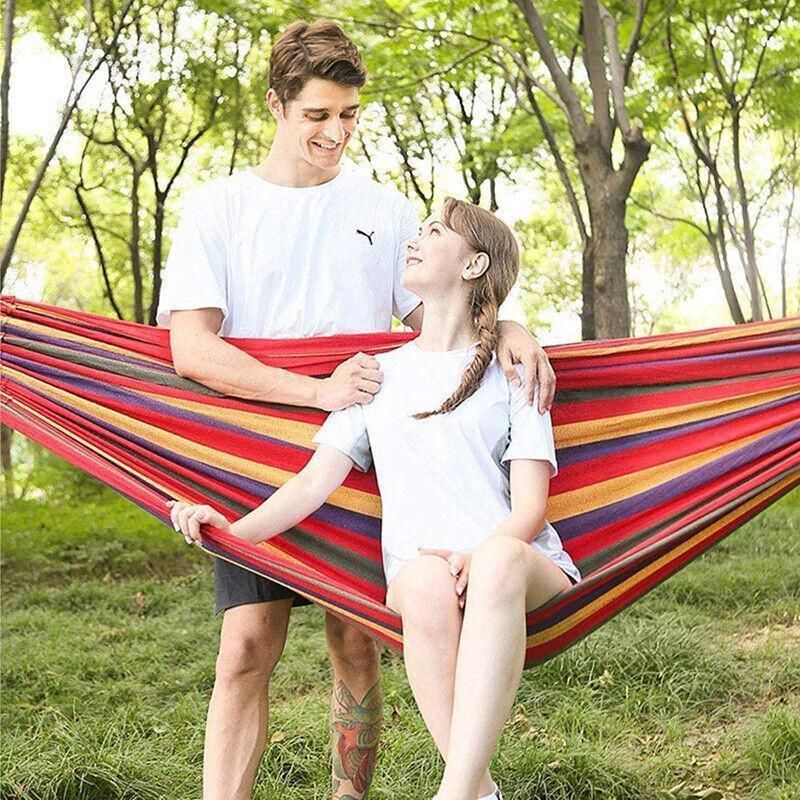 Premium Double Outdoor Cotton Hammock – Red 260 x 150cm