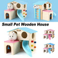 Premium Wooden Hamster Villa with Slide & Climbing Ladder - Pink