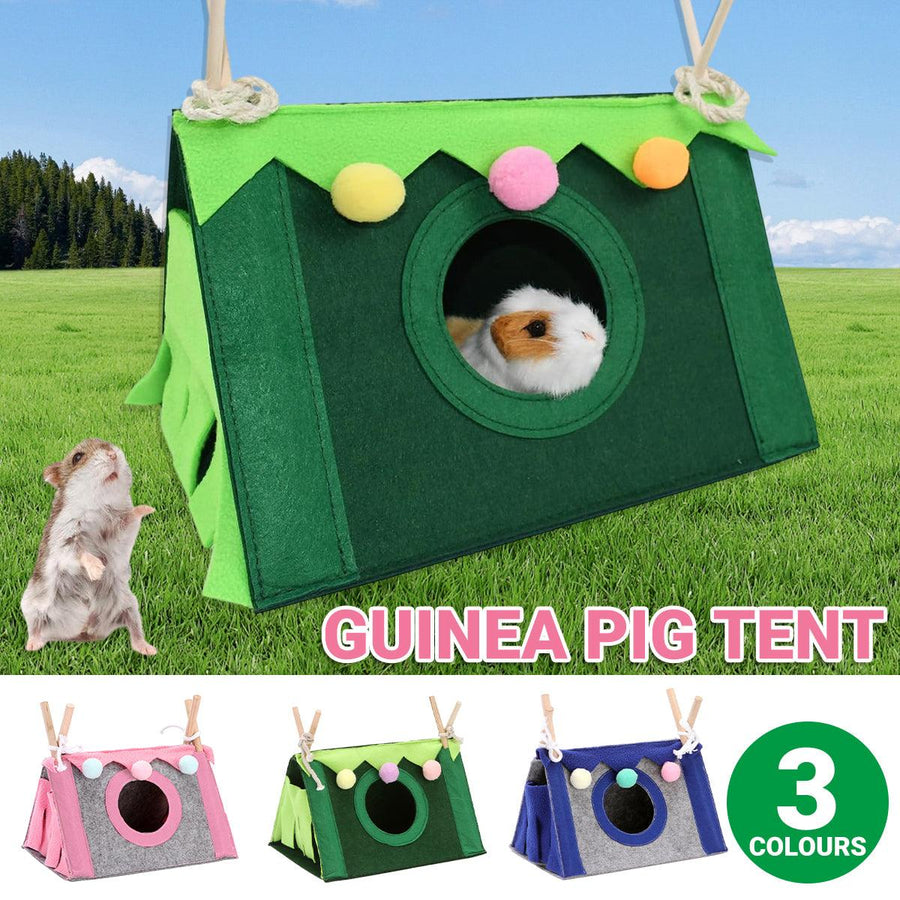 Premium Blue Foldable Felt Hamster Tent Small Pet Hideaway