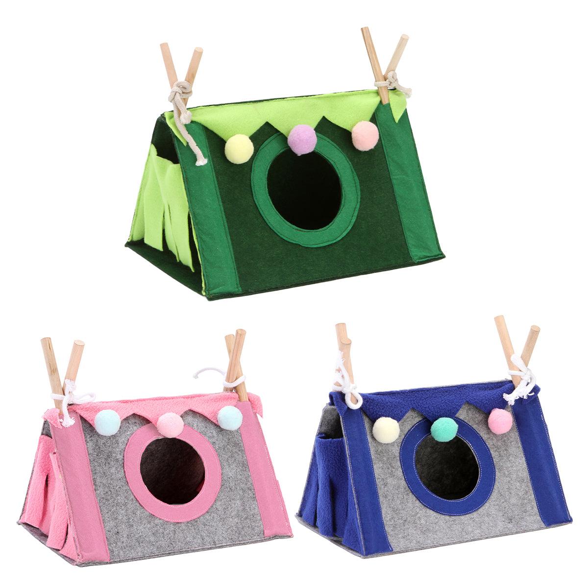 Premium Blue Foldable Felt Hamster Tent Small Pet Hideaway
