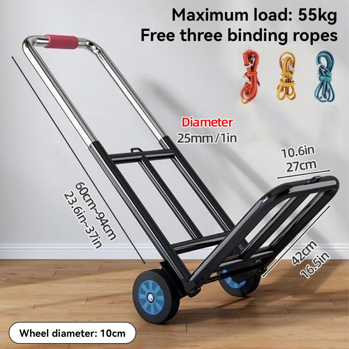 Premium Folding Stair Climbing Hand Trolley with Tri-Wheels - 100kg