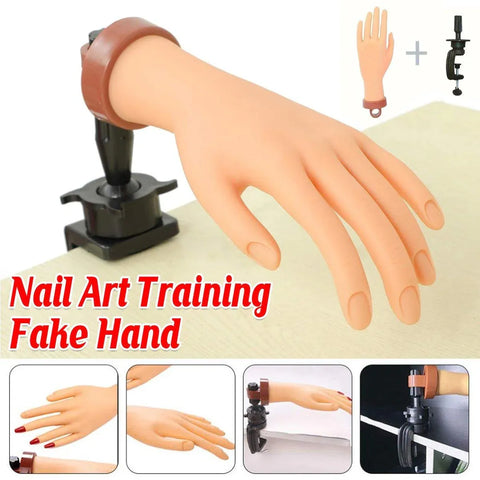 Premium Manicure Practice Hand with Flexible Fingers and Desktop Holder for Nail Training