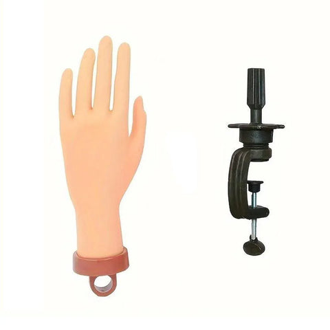 Premium Manicure Practice Hand with Flexible Fingers and Desktop Holder for Nail Training