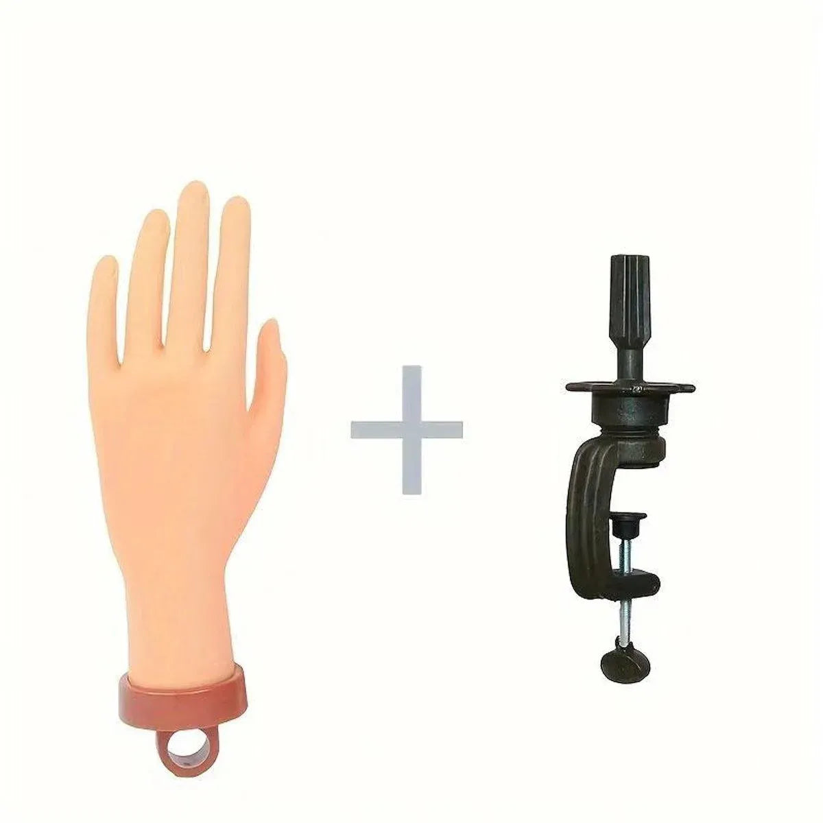 Premium Manicure Practice Hand with Flexible Fingers and Desktop Holder for Nail Training