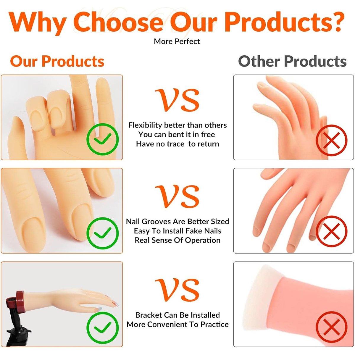 Manicure Practice Hand Model - Nail Art Tool with Desktop Holder