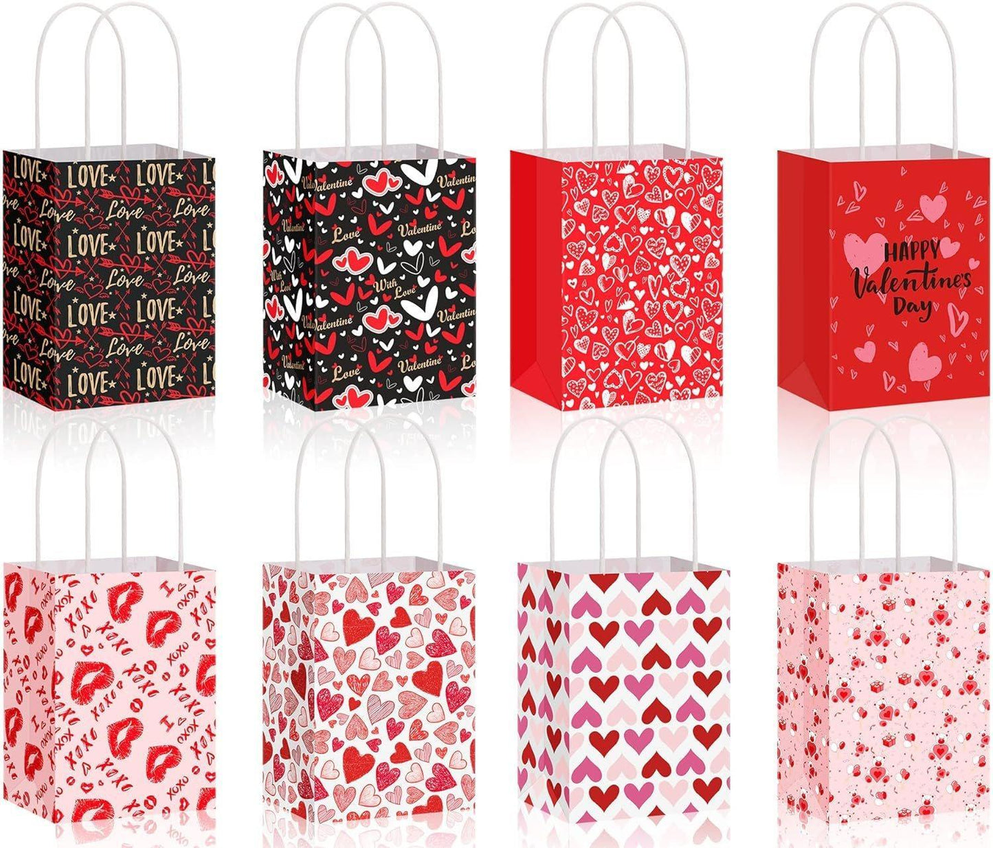 30x Valentines Day Love-Themed Tote Bag Elegant Kraft Paper Handbag Lightweight - Y168