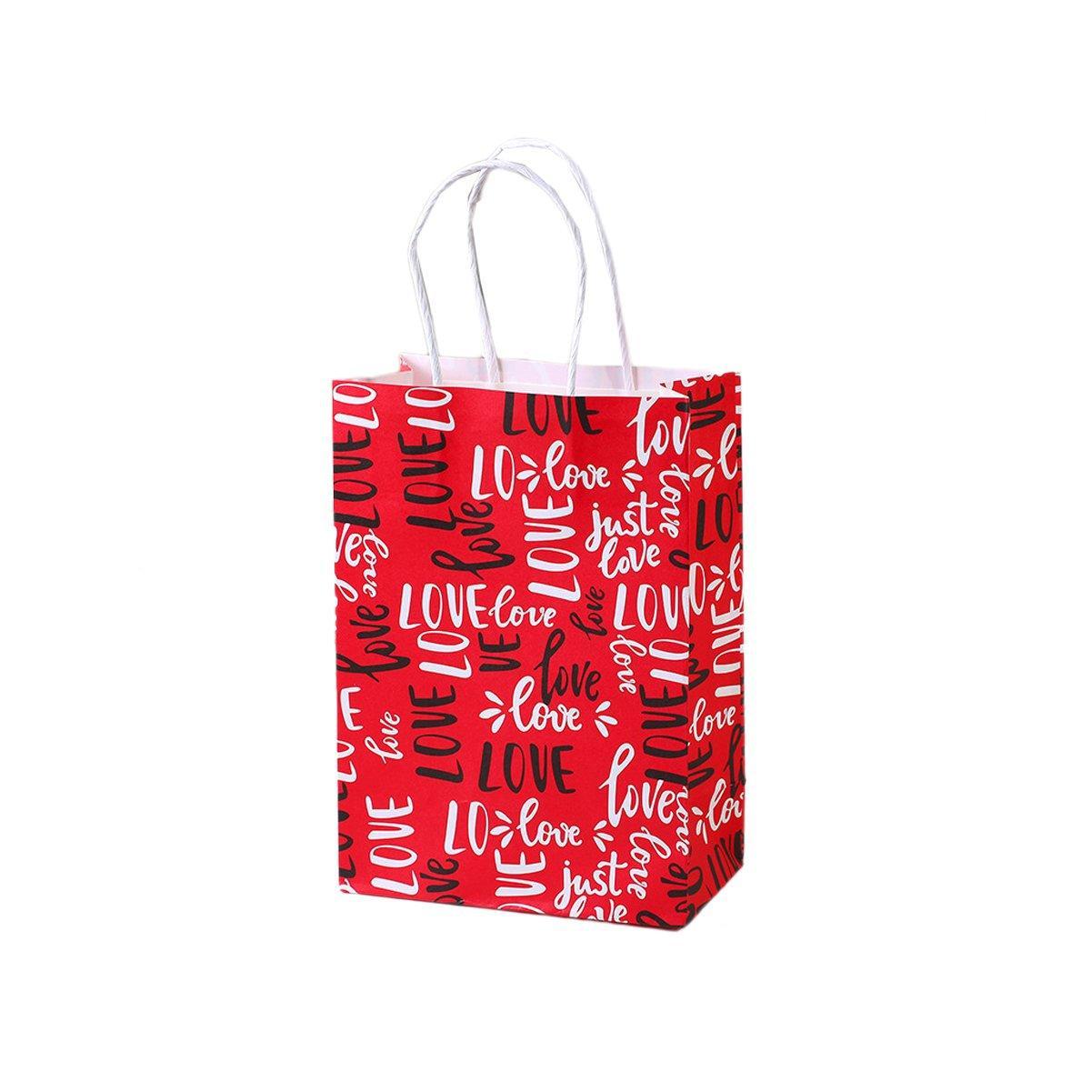 30x Valentines Day Love-Themed Tote Bag Elegant Kraft Paper Handbag Lightweight - Y169 - SuperSaverAU - view 8