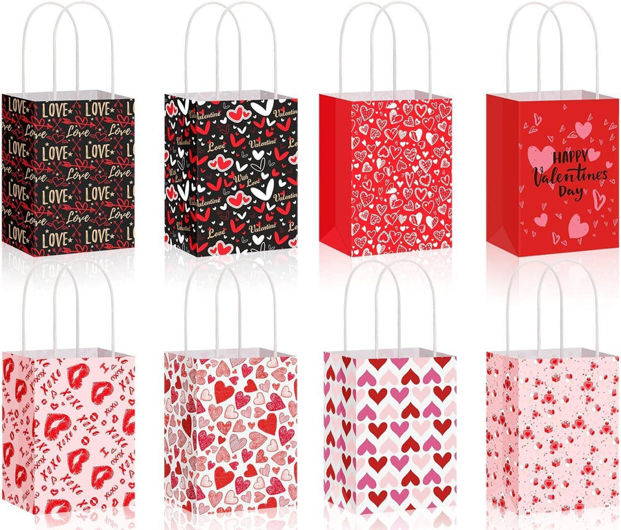 30x Valentines Day Love-Themed Tote Bag Elegant Kraft Paper Handbag Lightweight - Y170 - SuperSaverAU - view 1