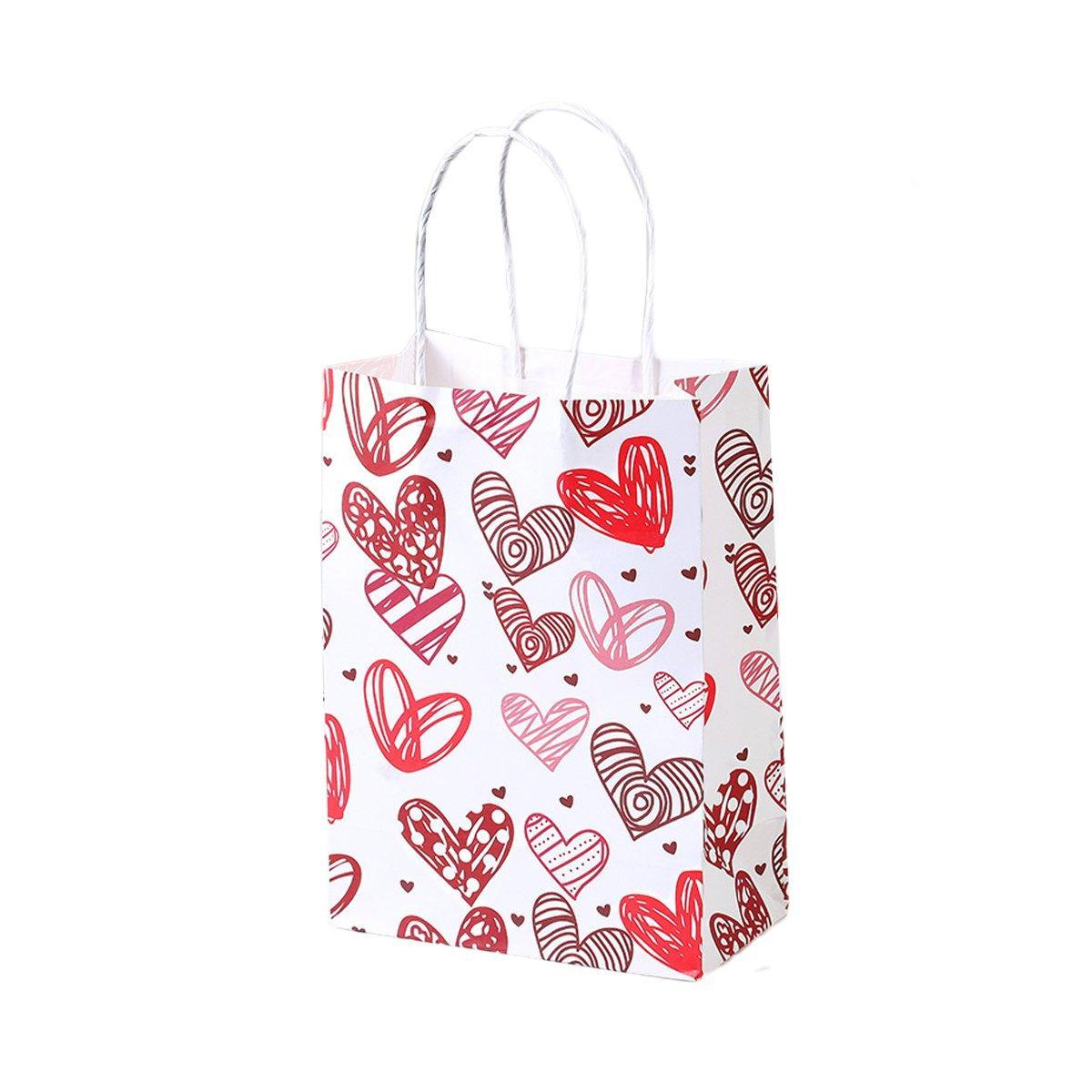 30x Valentines Day Love-Themed Tote Bag Elegant Kraft Paper Handbag Lightweight - Y170