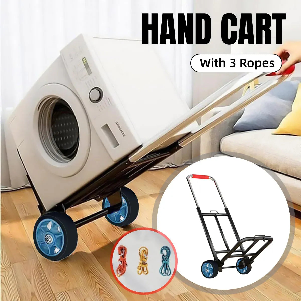 Premium Folding Flat Ground Hand Trolley with Solid Rubber Wheels - 55kg