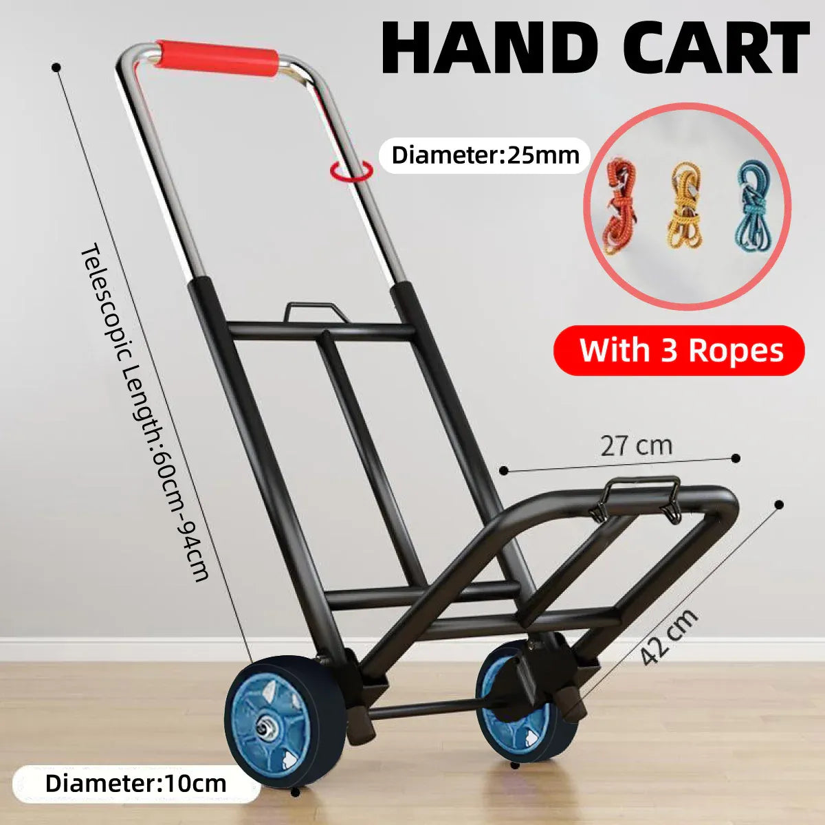 Premium Folding Flat Ground Hand Trolley with Solid Rubber Wheels - 55kg