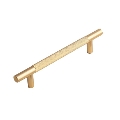 Light Luxury Cabinet Handle Full Copper Gold Straight Knurled Drawer Door Pull - 96mm