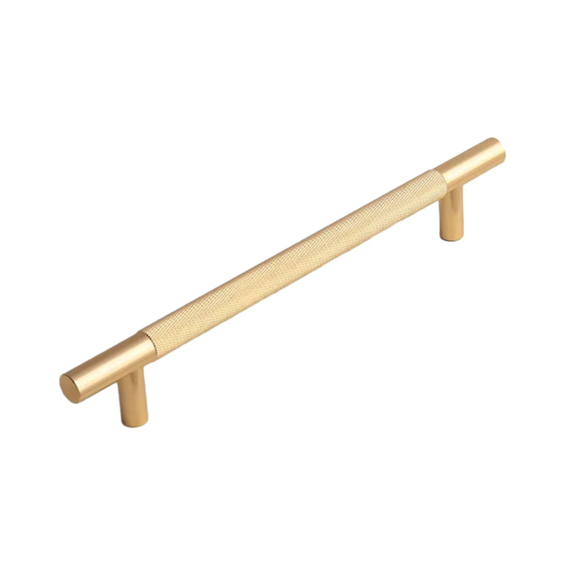 Light Luxury Cabinet Handle Full Copper Gold Straight Knurled Drawer Door Pull - 96mm