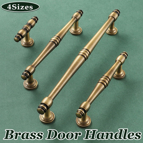 4 Sizes Brass Handles Vintage Cabinet Drawer Pulls for Wardrobe Door Furniture - 192mm-Hole Distance - SuperSaverAU - view 1