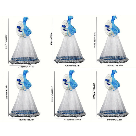 Frisbee Hand Casting Fishing Net Easy Throw Bait Net Swinging Tackle Gear - 360cm