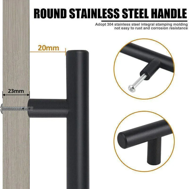 Premium Stainless Steel T Bar Cabinet Handles – Silver 500mm, 5 Pack