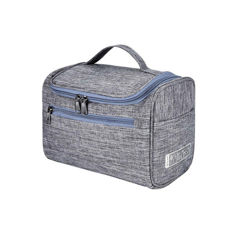 Premium Women's Grey Large Travel Makeup Case Toiletry Organiser 24.5x17.5x13cm