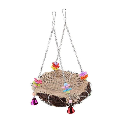 Parrot Rattan Nest Swing Stand - Chew Toy for Small Medium Pets - L-20cm