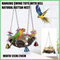 Parrot Rattan Nest Swing Stand - Chew Toy for Small Medium Pets - L-20cm