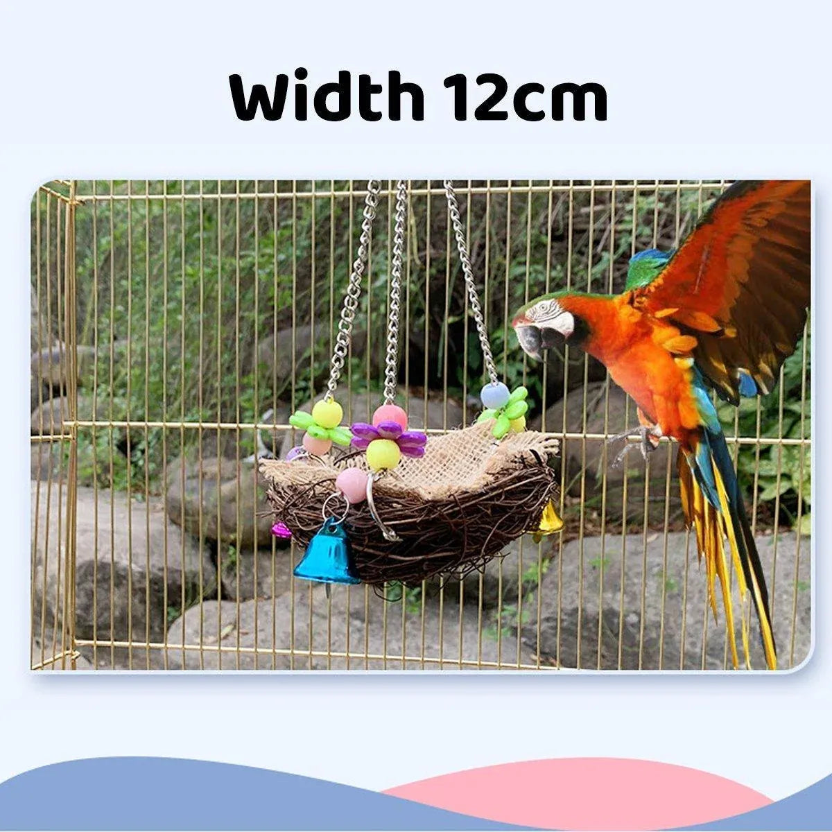 Parrot Rattan Nest Swing Stand - Chew Toy for Small Medium Pets - L-20cm