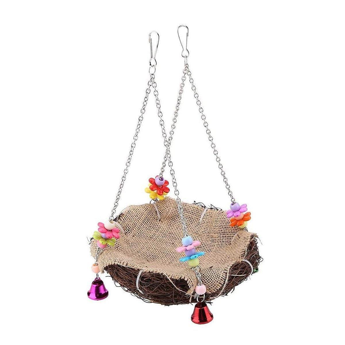 Parrot Rattan Nest Swing Stand - Chew Toy for Small Medium Pets - L-20cm - SuperSaverAU - view 7