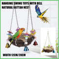Premium Rattan Parrot Swing Nest with Bells, Chains & Hooks - S 12cm