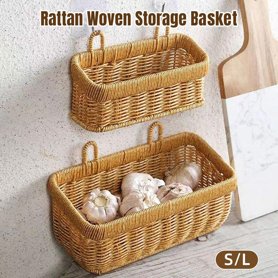 Premium Wall-Mounted Rattan Style Hanging Basket – Large