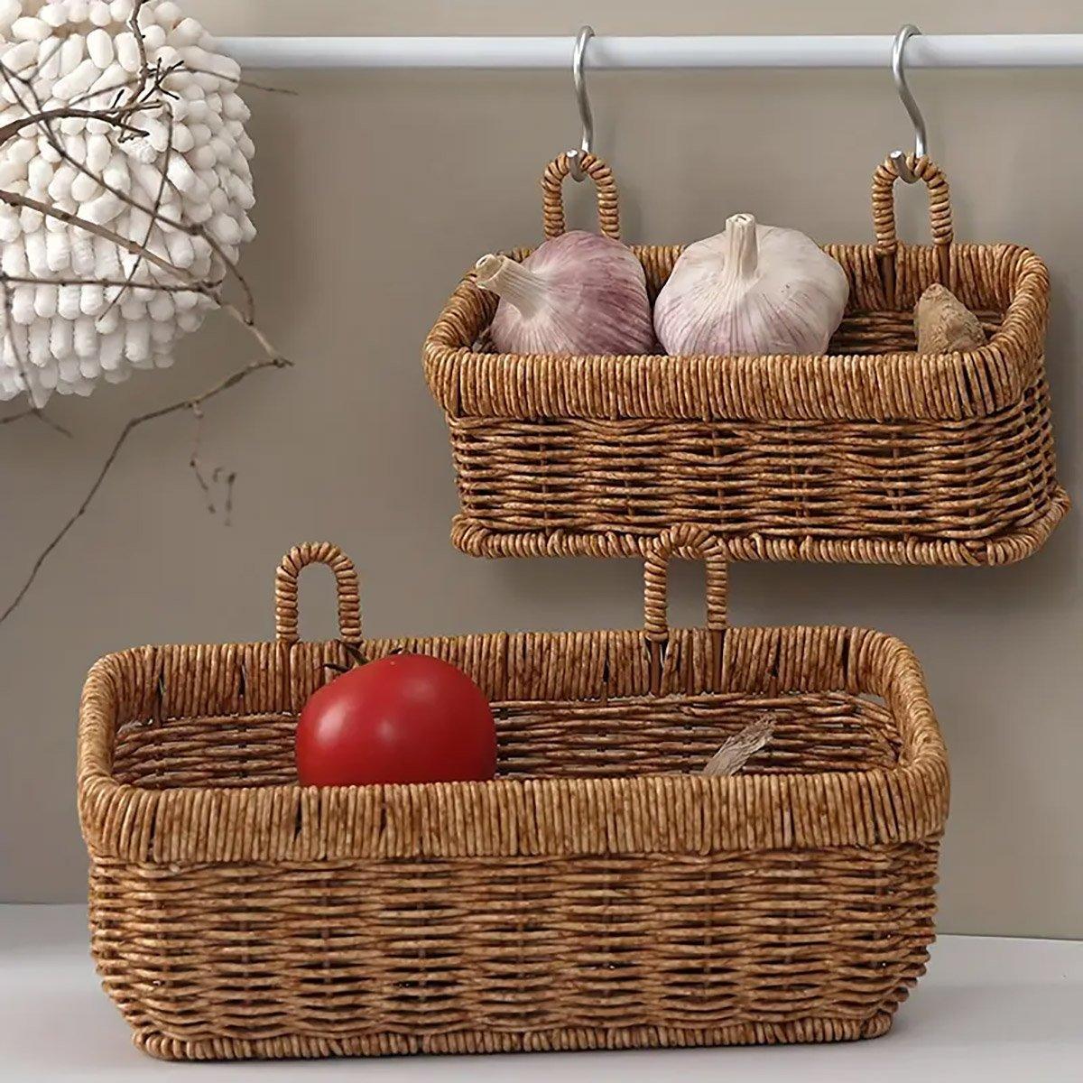 Premium Wall-Mounted Rattan Style Hanging Basket – Large