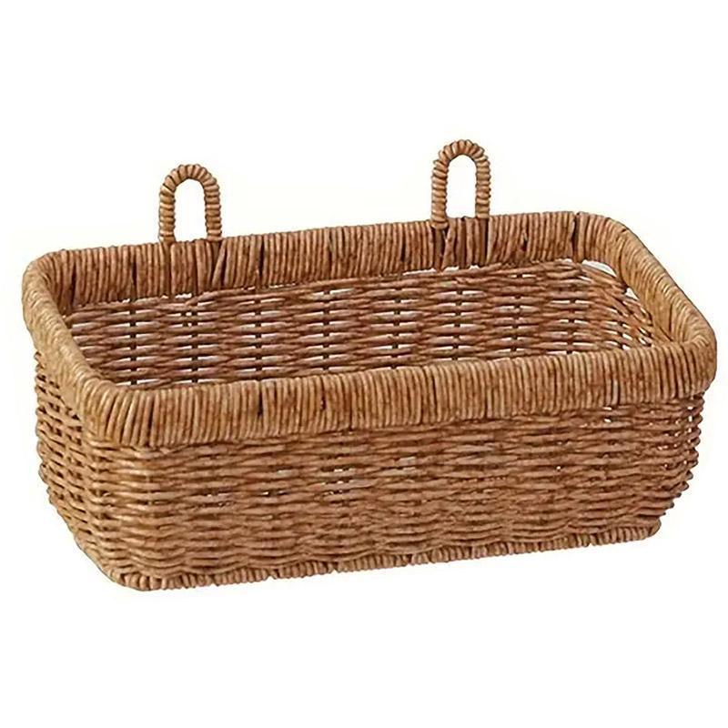 Premium Wall-Mounted Rattan Style Hanging Basket – Large