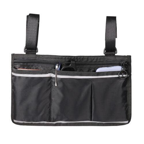 Premium Black Waterproof Wheelchair and Walker Side Organiser Bag with Reflective Strip