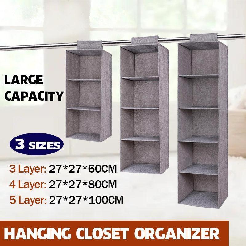 3/4/5 Tier Hanging Closet Organizer Fabric Storage Shelves for Wardrobe and Shoes - 5 Tier